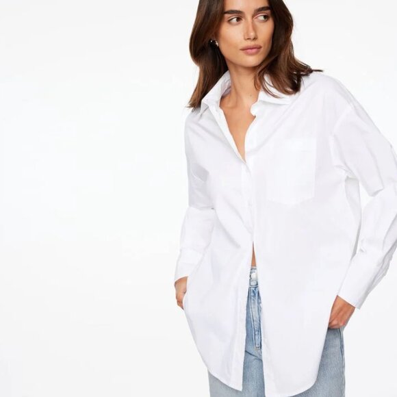 Dynamite Frida Oversized Poplin Shirt White Size Small  - NWT - Picture 2 of 6